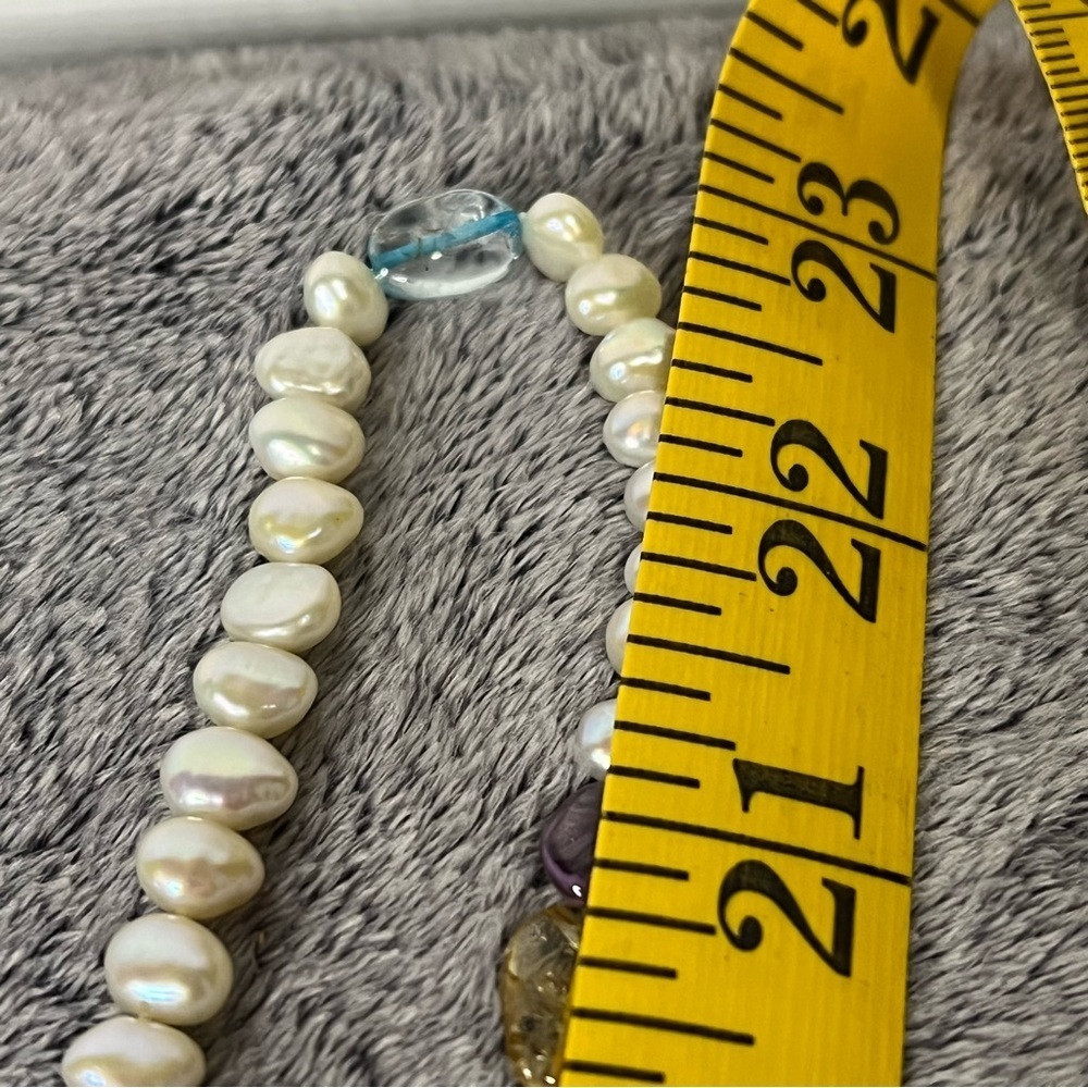 Double Strand Freshwater Pearl Gemstone Beads Necklace 22in - Picture 3 of 7
